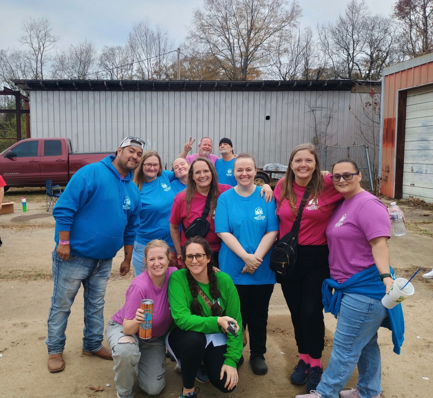 Community serving line with meals prepared